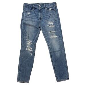 American Eagle 12 Short Hi Rise Jegging Jeans Destroyed Distressed Super Stretch